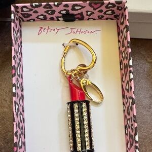 Betsey Johnson Red and Gold Lipstick Key Holder